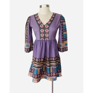 Zaful Mini Dress 3/4 Bell Sleeves V-Neck Women Small